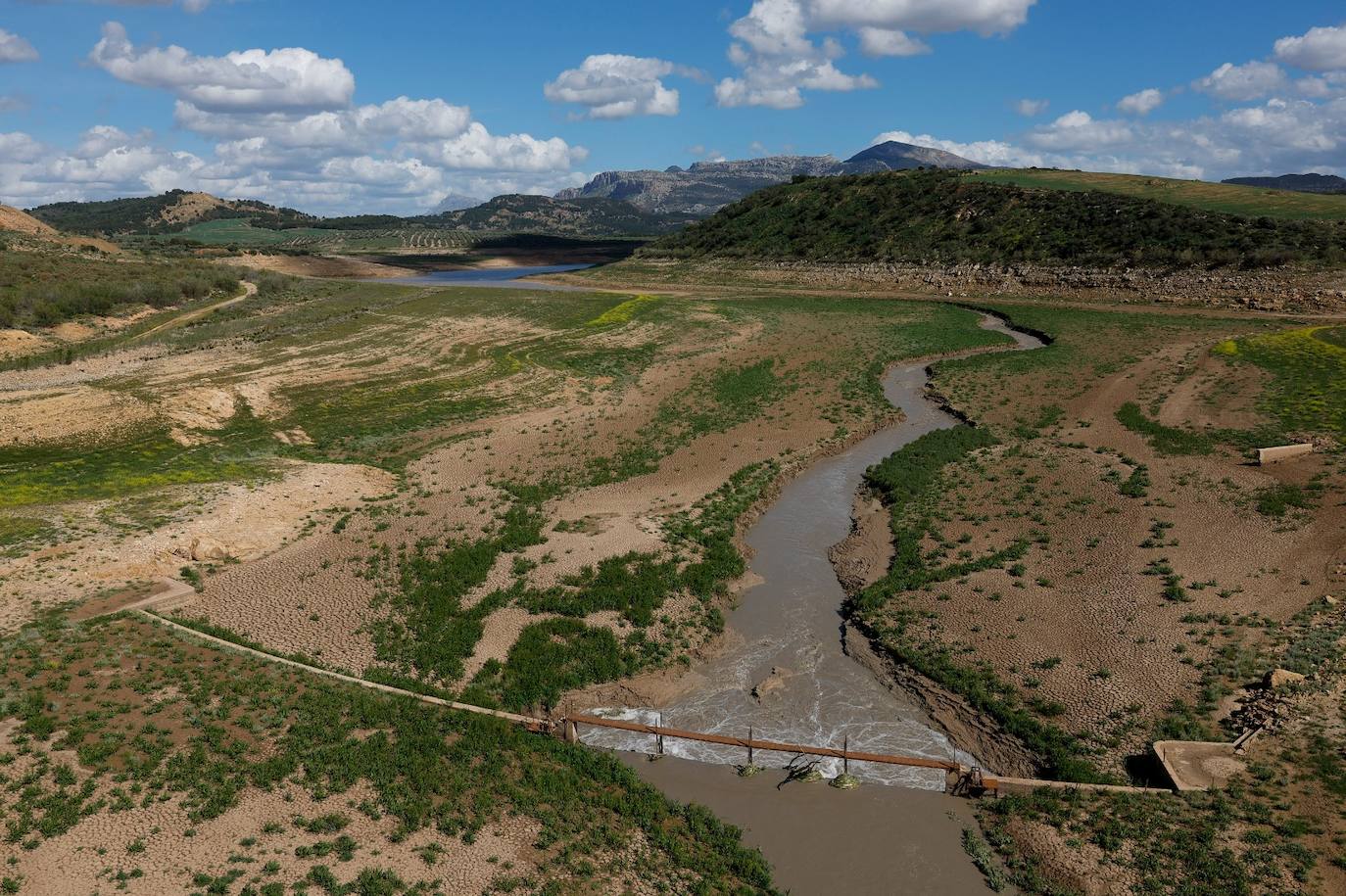 Water feeding into the Guadalteba, on Monday.