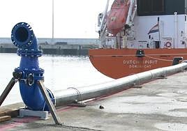 A water tanker in Bermeo port in the Basque Country.