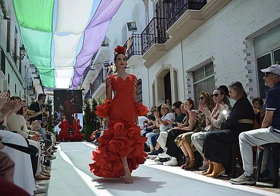 Flamenco outfits on the runway in Alhaurín el Grande.