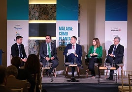 Cristóbal Ortega, Manuel Cardeña, Chus Heredia, Penélope Gómez and José María García Urbano at SUR's water crisis forum.