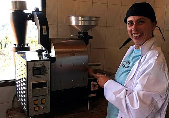 Kerry Patten at the coffee roaster.