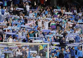 File photo of Malaga fans inside La Rosaleda stadium during a game.