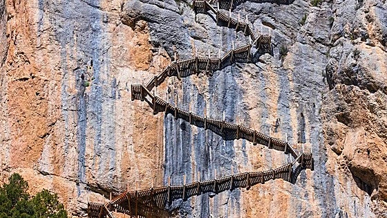 Do you have a head for heights? This is the imposing zigzagging walkway clinging to a vertical rock face in Spain