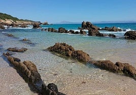 The natural, rock-strewn bathing pools at Bolonia.