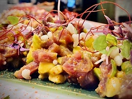 Red-tuna tartar from Cadiz, Nerja avocadoes with a spicy touch