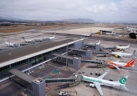Aircraft on the ground at the airport on Spain's Costa del Sol.