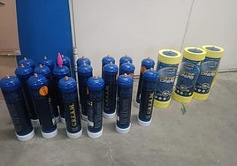 Archive image of seized canisters of 'laughing gas'.