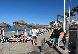 A footbath on a beach in Nerja.