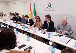 The regional minister of public works during the meeting of the POT in Malaga