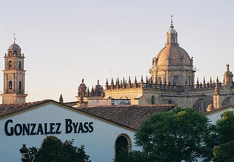 Bodega González Byass with Jerez Cathedral in the background