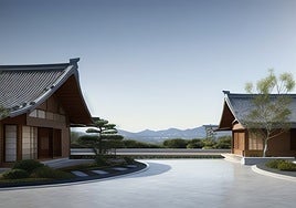 The setting of the Buddhist temple.