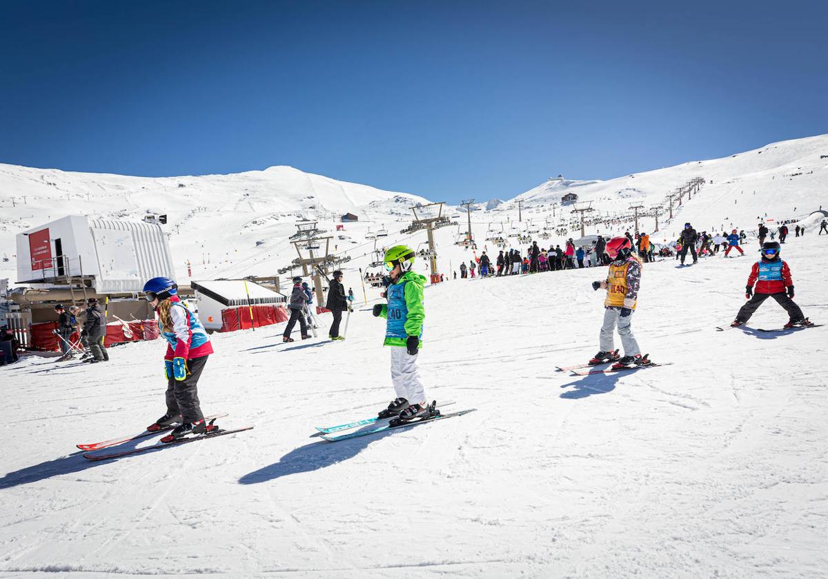 Children in the beginners' area in Borreguiles, which will be rearranged this season.