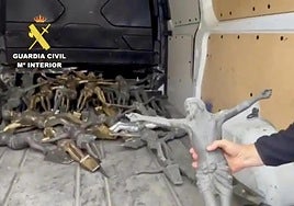 Some of the stolen crucifixes that were recovered.