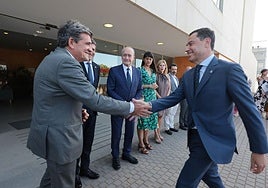 Minister José Luis Escrivá, Junta President Juanma Moreno, and Malaga's Mayor Francisco de la Torre, together last Tuesday in Malaga.