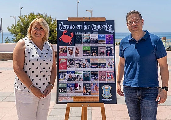 Nerja councillors with the cultural programme poster.