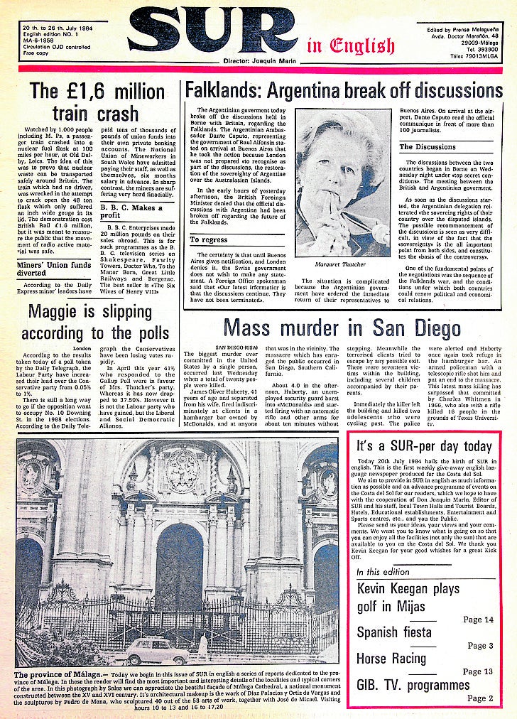 The front cover of the first edition of SUR in English, and the special message to readers (typos included).