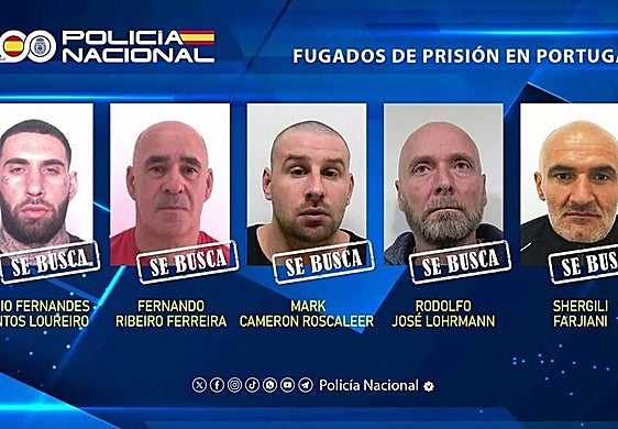 Spanish police appeal for help in locating five dangerous prisoners on the run from Portugal