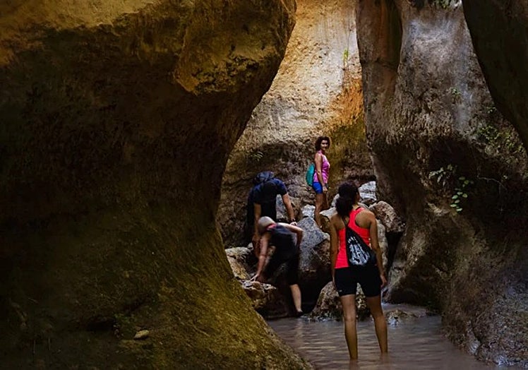 Play of light and shadows in the Barranco de la Luna gorge.