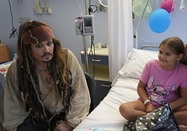 Johnny Depp as Jack Sparrow at the hospital in San Sebastian.