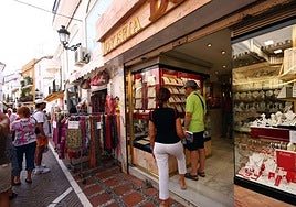 Shops in the old centre of Marbella this summer.