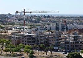File image of the construction of a housing development in Malaga city.