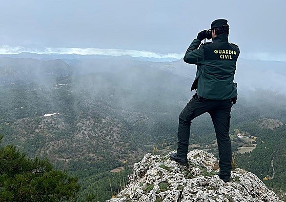 A Guardia Civil officer in the area where the search is being carried out