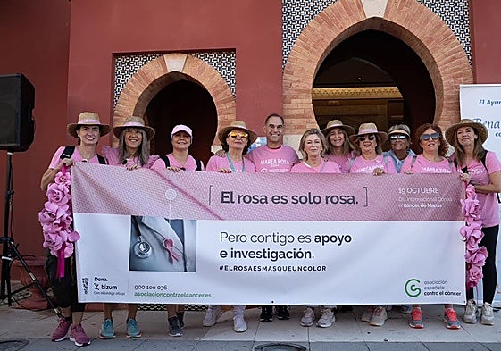 The town's mayor (c) outside Bil Bil castle at the start of the walk.