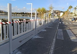 The support posts are already in place for the new transparent security panels on Muelle Uno.