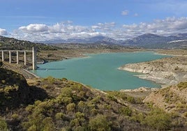 Current state of La Viñuela reservoir in Malaga province.