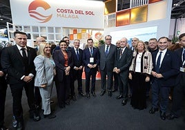 Juanma Moreno, in the centre, together with Bernal and Salado, at last year's WTM.