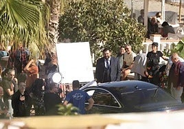 Actor Hovik Keuchkerian, in a scene filmed on Fuengirola's promenade on Monday.