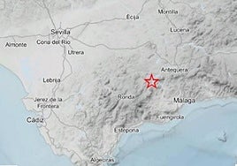 Epicentre of the earthquake recorded in Ardales on Sunday.