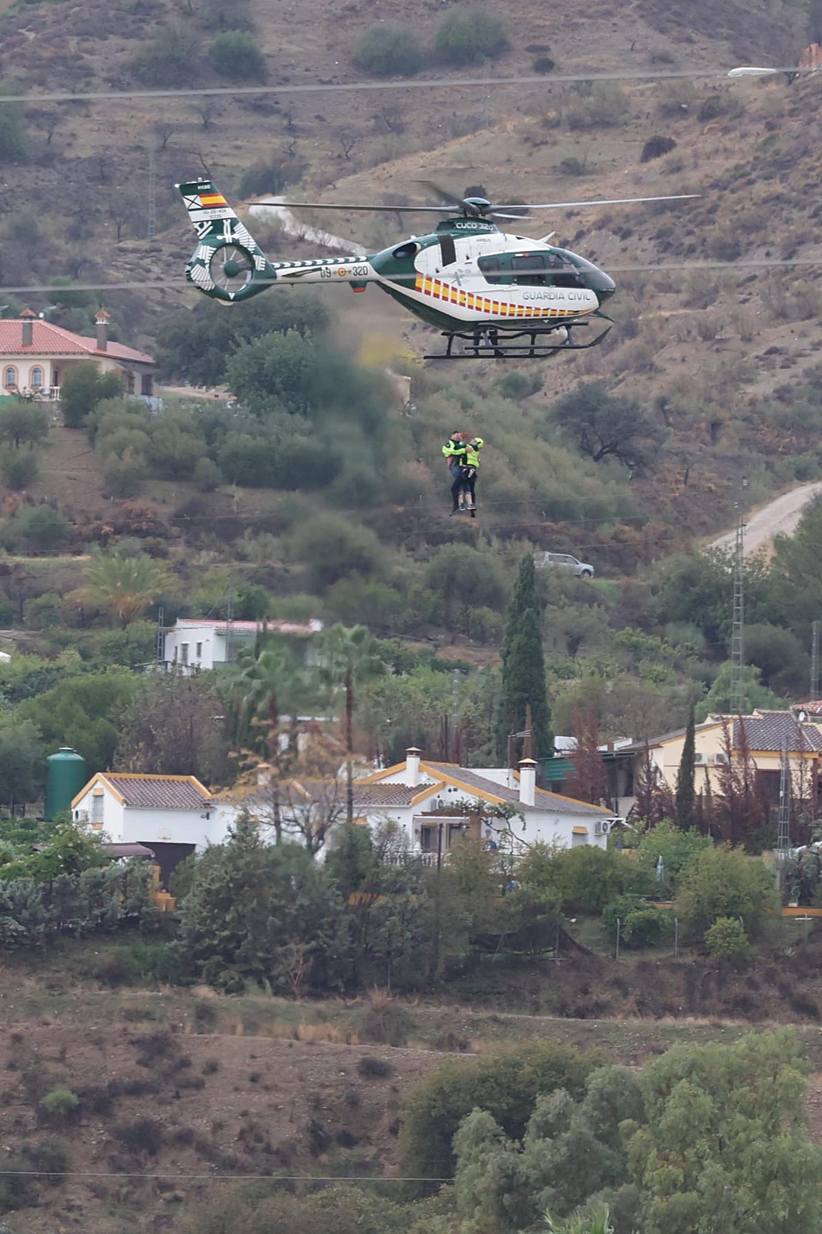 Rescue of people from flooded houses in Álora during the last storm in Malaga province.