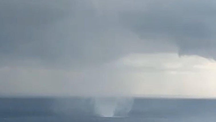 Watch as a spectacular waterspout sweeps along the Costa del Sol