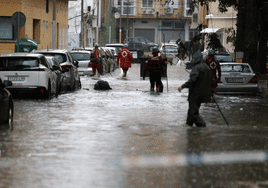 The effects of Wednesday's rains on streets in Malaga.