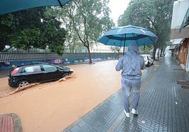 Flooded street in Malaga city during last week's storm.