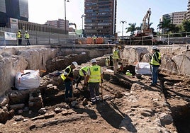 Archaeologists dig up the remains next to the Guadalmedina metro station
