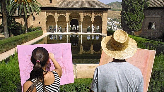 This is how artists can set up their easels at Granada's Alhambra for just three euros a day