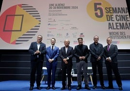 From left to right, Mario Bravo, Martin Reichardt, Uwe Scheele, Óscar Medina, Georg Maas and Franko Stritt at the opening of the fifth German film week