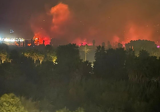 The blaze was visible from several kilometres away.