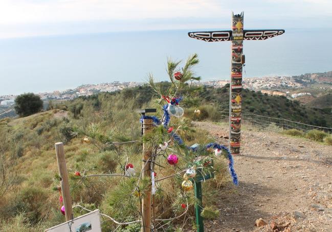 Christmas tree and totem pole on Salazar hill.