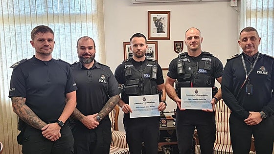 Gibraltar police officers commended for bravery while attempting to rescue family from blazing apartment
