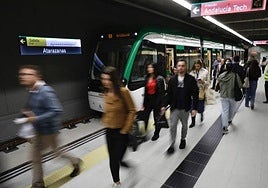 File image of passengers using the Malaga metro.