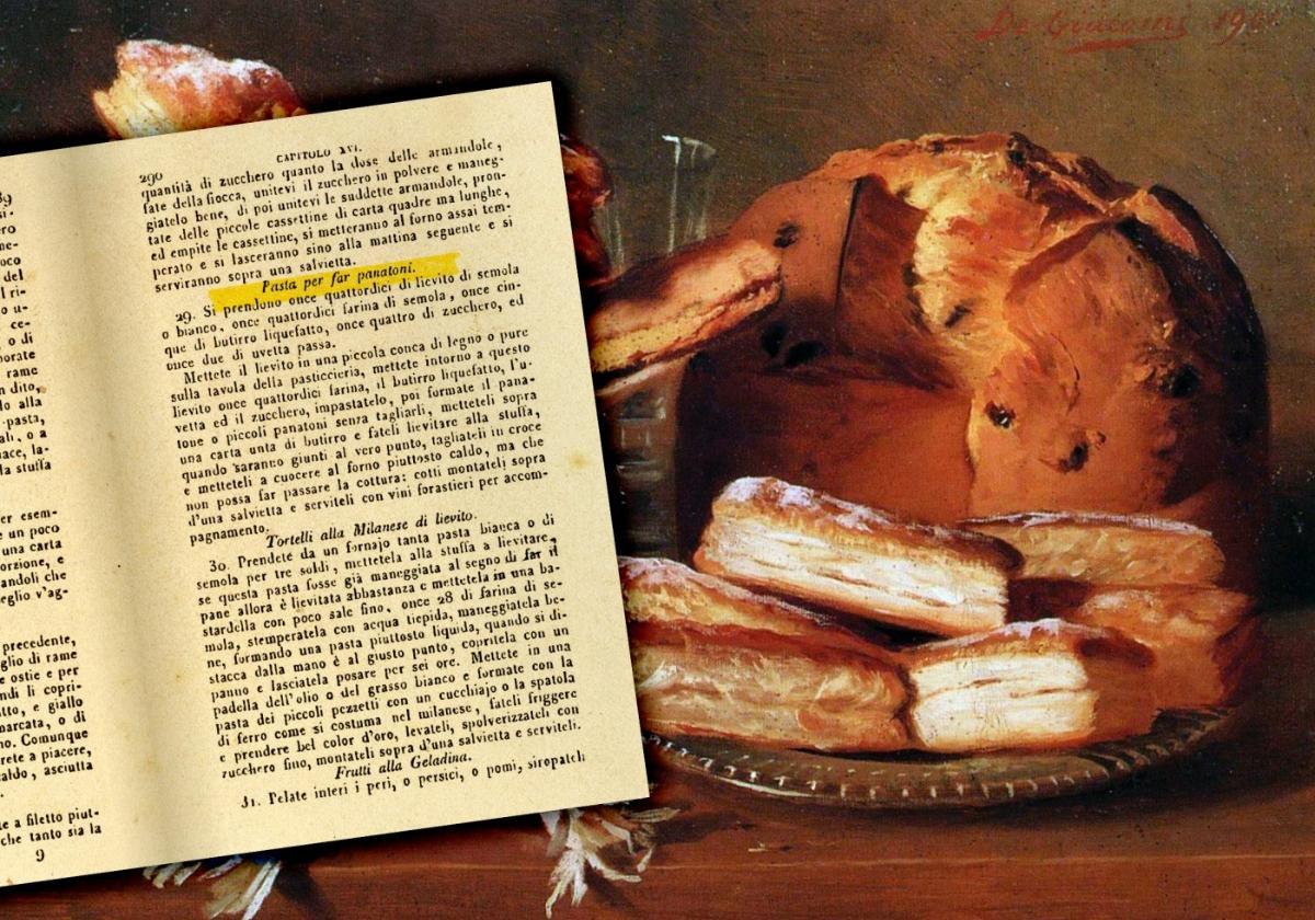 Panettone in a still life painting from1901 and the recipe from 1853.