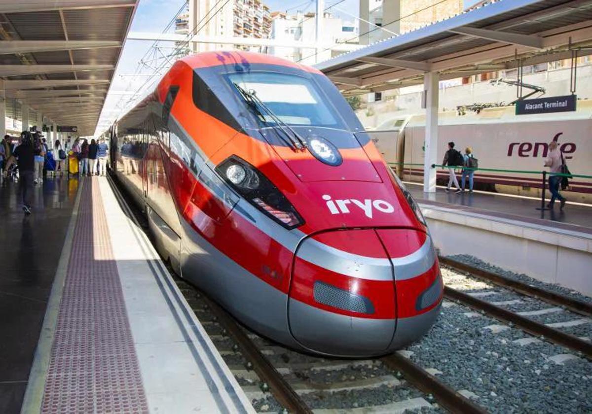 Iryo train at Alicante railway station.