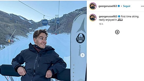 White Christmas for British F1 racing driver George Russell enjoying his first time skiing in Spain's Sierra Nevada
