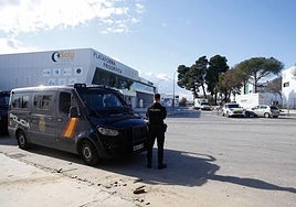 Local and National Police took up positions in front of the main entrance.