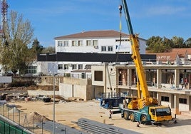 Work has recently begun on the roof, similar to that of the library next door