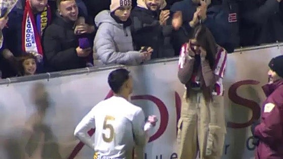 Watch as football player in Spain proposes to girlfriend on pitch after big game against Barcelona