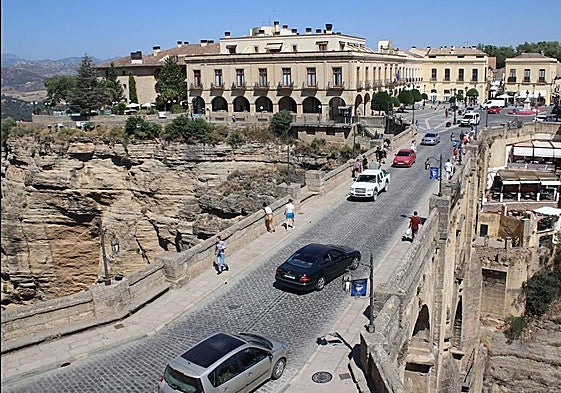 A bird's eye view of Puente Nuevo, Ronda's historic bridge.